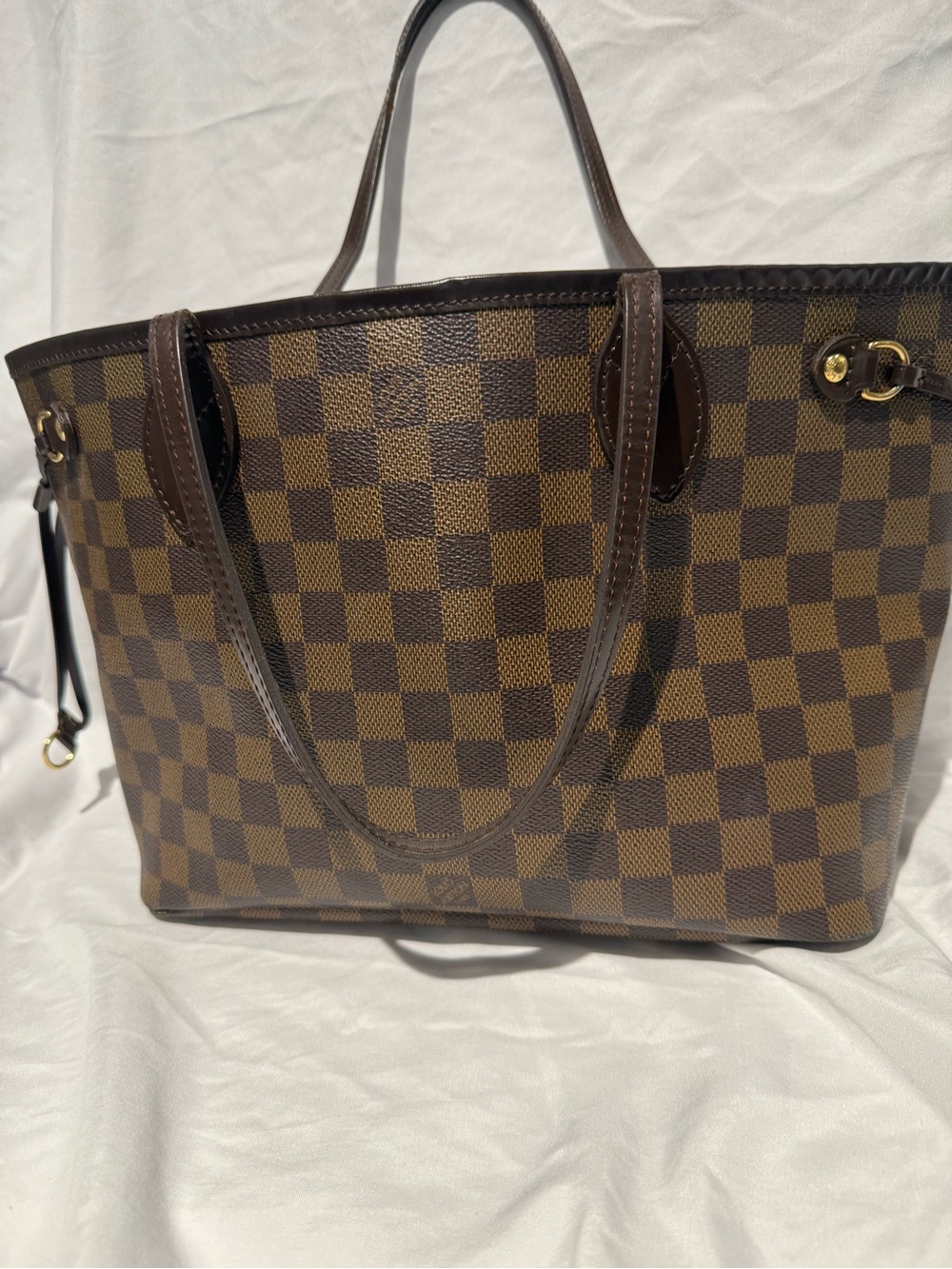 Louis Vuitton Brown Damier Ebene Canvas Tote with Dark Brown Trim